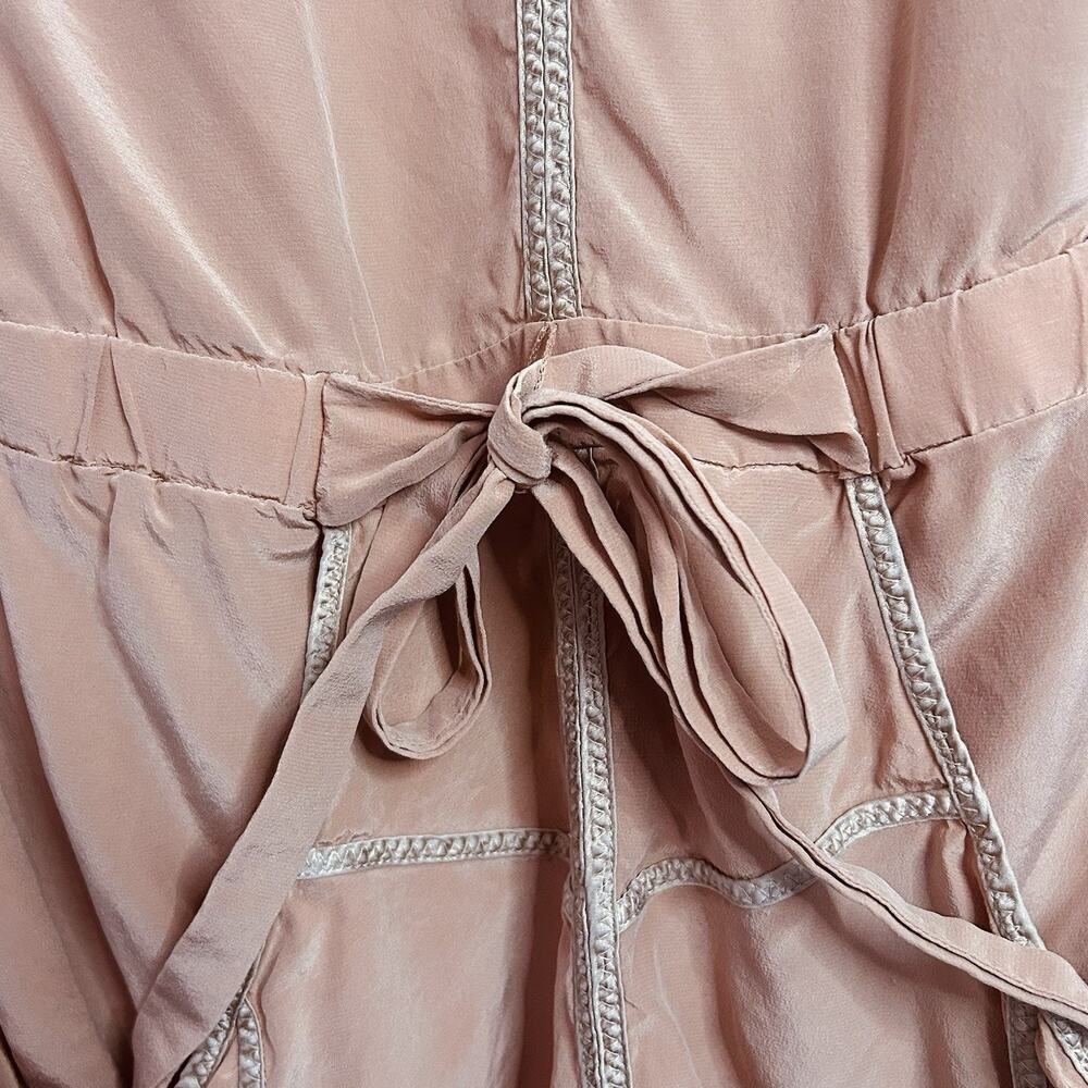 BCBGMAXAZRIA Blush Pink Drawstring Dress XS Pockets Casual As Is Repair